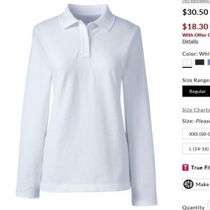 Land's End Long Sleeve Mesh Polos NEW XL